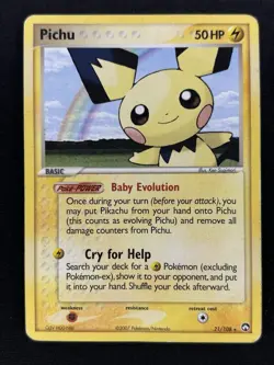 Pichu 21/108 - EX Power Keepers Non Holo Rare Pokemon Card - HP/Damaged - Image 1