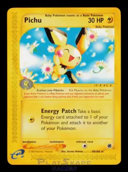 Pokemon Card Pichu 58/165 Expedition Base Set Non-Holo Rare LP 2002 - Image 1