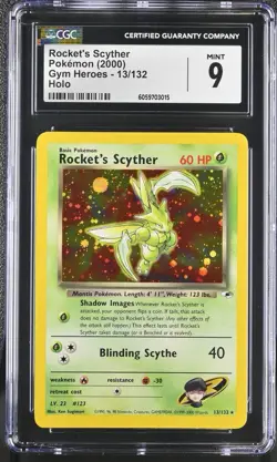 CGC 9 MINT Rocket's Scyther 2000 Gym Heroes 13/132 Holo Pokemon Card psa - Image 1