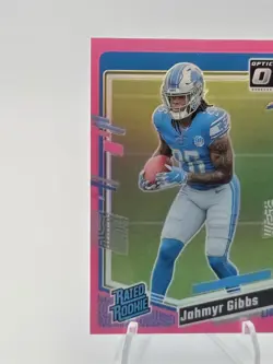 Panini 2023 Donruss Optic Jahmyr Gibbs Rated Rookie Pink Prizm #236 RC - Image 3