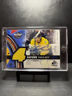 2025-26 SP Game Used Leo Carlsson 4 Nations Face-Off Fabrics Auto #4N-LC - Image 1