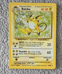 Vintage Raichu WOTC base Set Holo Rare MP 14/102 Very Nice Card - Image 1