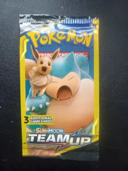 Pokemon Sun & Moon Team Up Mini Pack - 3 Cards - TCG Eevee Snorlax artwork - Image 1