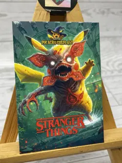 Pikachu as Cosplay Demogorgon Stranger Things Non- Pokemon Fan Art Card - Image 2