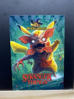 Pikachu as Cosplay Demogorgon Stranger Things Non- Pokemon Fan Art Card - Image 5