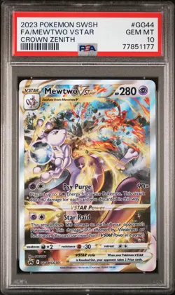 PSA 10 MEWTWO VSTAR GG44/GG70 | Crown Zenith Full Art Pokemon Card - Image 1