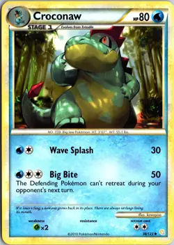 Croconaw 38/123 Uncommon HeartGold & SoulSilver Pokemon Near Mint - Image 1
