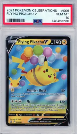 2021 Pokemon Celebrations Flying Pikachu V Ultra Rare PSA 10 - Image 1