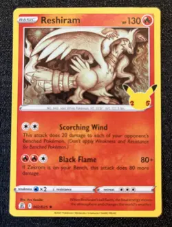 NM - Pokemon Reshiram 002/025 Celebrations 25th Anniversary Holo Rare Aya Kusube - Image 1