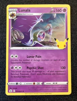 Lunala 015/025 Holo Rare Celebrations 25th Pokemon TCG NM Illustator Kiris Aki - Image 1