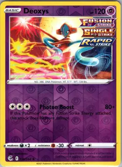 Deoxys 120/264 Rare Fusion Strike Pokemon Reverse Holo Near Mint - Image 1