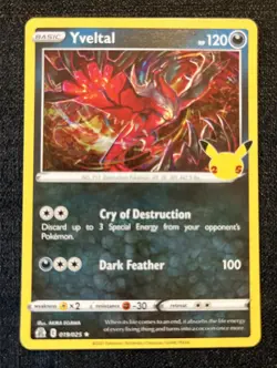 Yveltal 19/25 25th Ann. Celebrations Holo Pokemon NM Illustrator Akira Egawa - Image 1