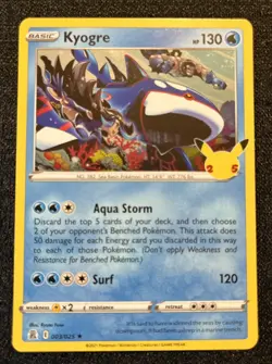 Pokemon Kyogre Celebrations 25th Ann 003/025 NM Holo Rare illustrator Ryuta Fuse - Image 1