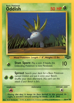 1999 Pokemon TCG -Jungle - Unlimited - Oddish - 58/64 - Common - Image 1