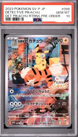 2023 POKEMON JAPANESE SV-P PROMO #098 DETECTIVE PIKACHU PSA 10 - Image 1