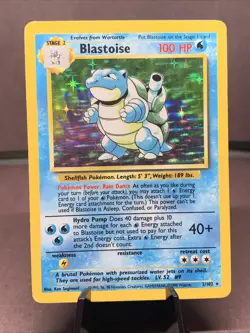 Pokemon TCG Blastoise 2/102 Base Set Unlimited Holo Rare VTG WOTC 1999 MP+ - Image 1