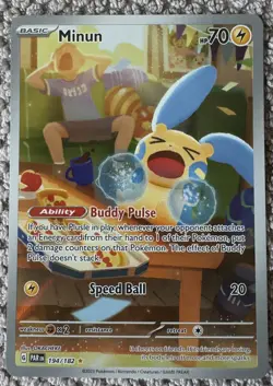 MINUN 2023 Pokemon Scarlet & Violet Paradox Rift #194 Illustration Rare - Image 1