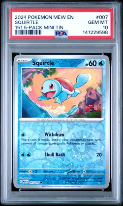 Squirtle 007/165 151 5-Pack Mini Tin 151 Pokemon PSA 10 - Image 1