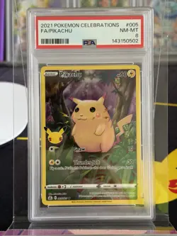 PSA 8 Pikachu 005/025 2021 Celebrations Ultra Rare Pokemon Card - Image 1