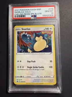 2021 POKEMON CHILLING REIGN THREE PACK BLISTERS PROMO #119 SNORLAX-HOLO PSA 10 - Image 1