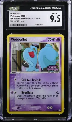 CGC 9.5 Wobbuffet Reverse Holo 56/110 EX Holon Phantoms 2006 Pokemon Card - Image 1