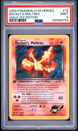 2000 POKEMON GYM HEROES HOLO-1ST EDITION #12 ROCKET'S MOLTRES PSA 9 - Image 1