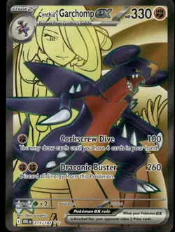 Pokemon Cards Cynthia's Garchomp ex 215/182 Holo Destined Rivals UR NM *2 - Image 1