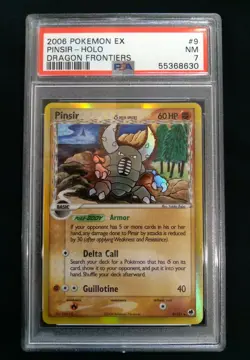Graded PSA 7 2006 Pokemon EX PINSIR #9 HOLO Dragon Frontiers NM - Image 1
