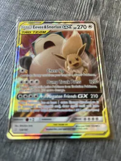 Pokemon TCG Eevee & Snorlax GX 120/181 Sun and Moon Team Up Tag Team Card - Image 1