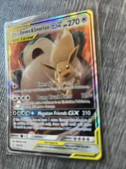 Pokemon TCG Eevee & Snorlax GX 120/181 Sun and Moon Team Up Tag Team Card - Image 5