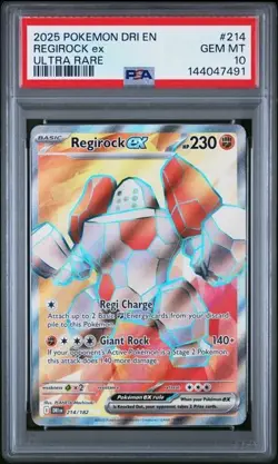 2025 POKEMON DRI EN-DESTINED RIVALS #214 REGIROCK ex ULTRA RARE PSA 10 - Image 1