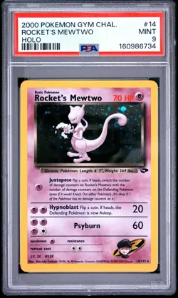 2000 POKEMON GYM CHALLENGE HOLO #14 ROCKET'S MEWTWO PSA 9 - Image 1
