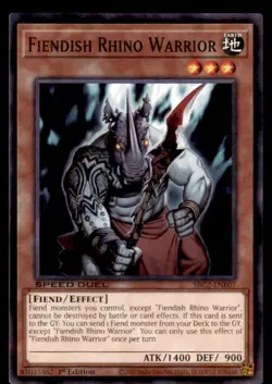 Yu Gi Oh! Fiendish Rhino Warrior SBC2 ENE07 Speed Duel 1st Edition Regular - Image 1