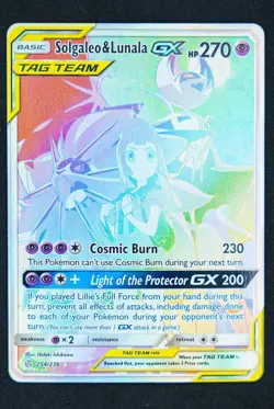 2019 POKEMON SUN & MOON COSMIC ECLIPSE #254 FULL ART/SOLGALEO & LUNALA GX 236 - Image 1