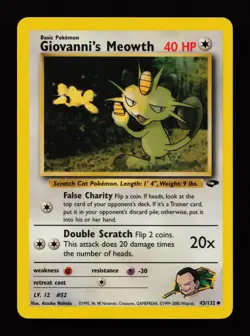 Giovanni's Meowth 43/132 Unlimited Uncommon Gym Challenge Pokemon Cards - Image 1