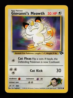 Giovanni's Meowth 74/132 Unlimited Common Gym Challenge Pokemon Cards - Image 1