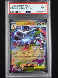 9034 Mega Charizard X ex 2025 Pokemon Phantasmal Flames #013 Double Rare PSA 9 - Image 1