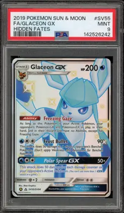 Pokemon Glaceon GX Hidden Fates Full Art #SV55 PSA 9 Mint - Image 1