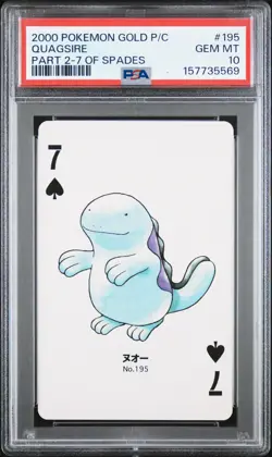 2000 POKEMON GOLD VERSION PART 2 PLAYING CARDS 7 OF SPADES #195 QUAGSIRE PSA 10 - Image 1