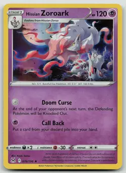 Pokemon Hisuian Zoroark 076/196 Lost Origin Rare Holo NM - Image 1