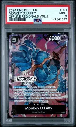 2024 ONE PIECE ONLINE REGIONALS PACK 2024 VOL.3 #091 MONKEY D. LUFFY PSA 9 - Image 1