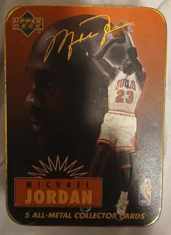 Upper Deck 1996 Michael Jordan 5 All Metal Collector Card Set ALL SEALED w/ Tin! - Image 1