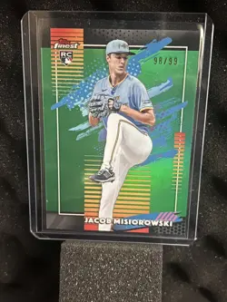 2026 Topps Finest Jacob Misiorowski 196 Rookie Card UNCOMMON green /99 Brewers - Image 1