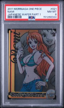 2011 ONE PIECE MORINAGA JAPANESE WAFER PART 1 #021 NAMI PSA 8 - Image 1