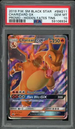 CHARIZARD GX SM211 HIDDEN FATES PROMO POKEMON PSA 10 GEM MINT - Image 1