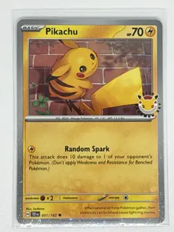 2026 Pikachu 051/162 Pokemon Day 30th Anniversary Stamped Promo With Swirl -Rare - Image 1