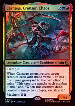 Carnage, Crimson Chaos #125 Rare Foil MTG 2025 Marvel's Spider-Man (SPM) - Image 1