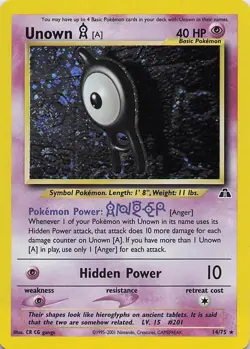 Unown [A] (14) Unlimited Holofoil Holo Rare Neo Discovery 14/75 LP plus - Image 1