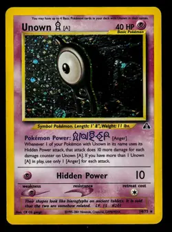HP Unlimited Holo Unown [A] 14/75 Neo Discovery Pokemon 2001 CR CG gangs - Image 1