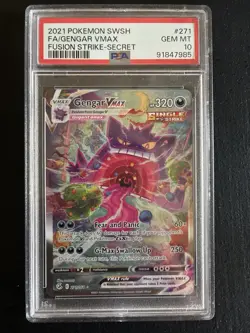 2021 Pokemon - Fusion Strike - Gengar VMAX (Alternate Art) 271/264 - PSA 10 - Image 1